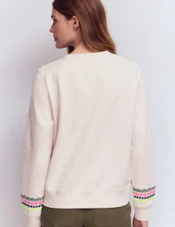 Boden Tops & T-Shirts-Sweat Hannah brodé Broderie avoine chiné