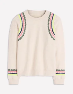 Boden Tops & T-Shirts-Sweat Hannah brodé Broderie avoine chiné
