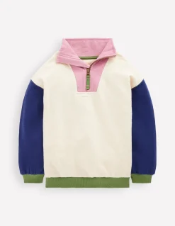 Boden Ensembles Assortis|Sweats-Sweat partiellement zippé Colourblock avoine chiné