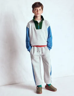 Boden Ensembles Assortis|Sweats-Sweat partiellement zippé Colourblock gris chiné