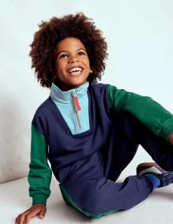 Boden Ensembles Assortis|Sweats-Sweat partiellement zippé Colourblock bleu médiéval