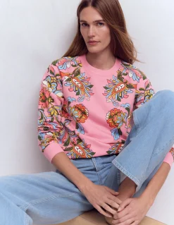 Boden Tops & T-Shirts-Sweat Rosa à imprimé Multi, motif Botanical Flourish