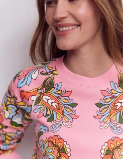 Boden Tops & T-Shirts-Sweat Rosa à imprimé Multi, motif Botanical Flourish
