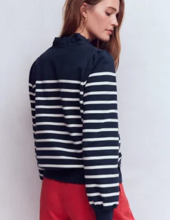 Boden Tops & T-Shirts-Sweat volanté partiellement zippé Rayures Placées