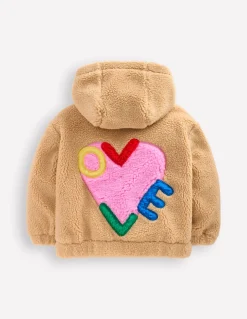 Boden Manteaux & Vestes-Sweat zippé décontracté en borg Borg à appliqué Love