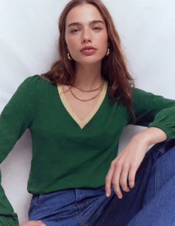 Boden Tops & T-Shirts-Top à col V métallisé Vert trekking