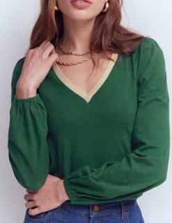 Boden Tops & T-Shirts-Top à col V métallisé Vert trekking