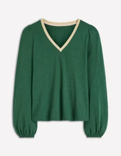 Boden Tops & T-Shirts-Top à col V métallisé Vert trekking