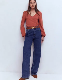 Boden Tops & T-Shirts-Top à col V métallisé Rouge grange