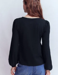 Boden Tops & T-Shirts-Top à col V métallisé Bleu marine