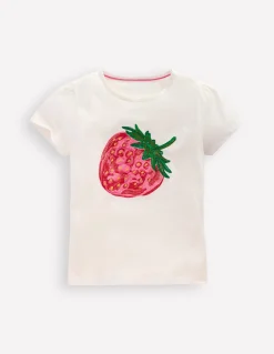 Boden Tops & T-Shirts-Top à manches bouffantes et super surpiqûres Fraise lait de coco