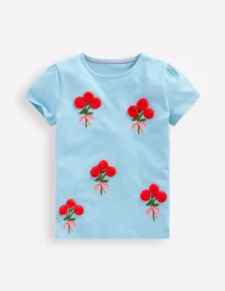 Boden Tops & T-Shirts-Top à manches bouffantes et super surpiqûres Motif Flower Bunches bleu