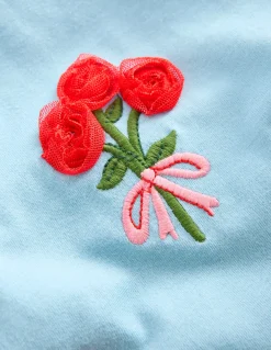 Boden Tops & T-Shirts-Top à manches bouffantes et super surpiqûres Motif Flower Bunches bleu