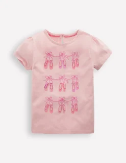 Boden Tops & T-Shirts-Top à manches bouffantes et super surpiqûres Ballerines rose français