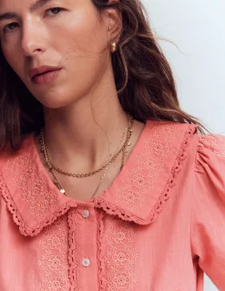 Boden Chemises & Blouses|Tops & T-Shirts-Top à manches courtes et col élégant Rose vintage