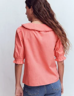 Boden Chemises & Blouses|Tops & T-Shirts-Top à manches courtes et col élégant Rose vintage