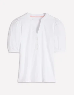 Boden Tops & T-Shirts-Top à manches courtes et col tunisien ouvert Blanc