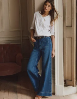 Boden Chemises & Blouses|Tops & T-Shirts-Top à manches courtes et col élégant Blanc