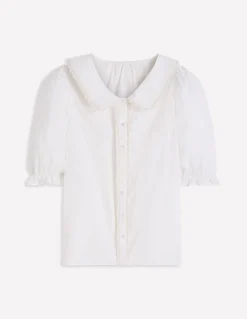 Boden Chemises & Blouses|Tops & T-Shirts-Top à manches courtes et col élégant Blanc