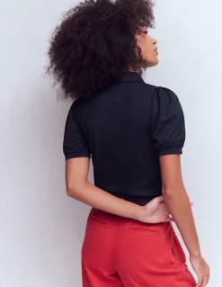 Boden Tenues De Travail|Tops & T-Shirts-Top à manches courtes et col zippé Bleu marine