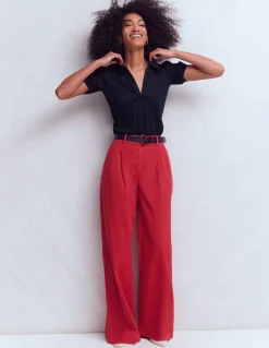 Boden Tenues De Travail|Tops & T-Shirts-Top à manches courtes et col zippé Bleu marine