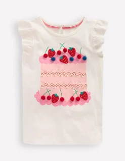 Boden Tops & T-Shirts-Top à manches courtes volantées et logo Gâteau ivoire