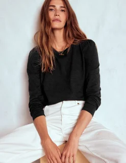 Boden Tops & T-Shirts-Top à manches longues et col rond en coton Noir