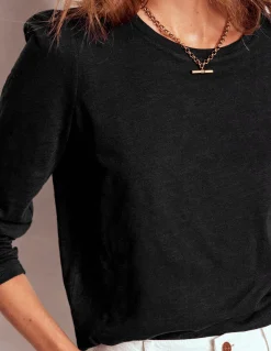 Boden Tops & T-Shirts-Top à manches longues et col rond en coton Noir