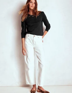 Boden Tops & T-Shirts-Top à manches longues et col rond en coton Noir