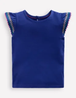 Boden Tops & T-Shirts-Top à manches virevoltantes et détails Bleu tribord