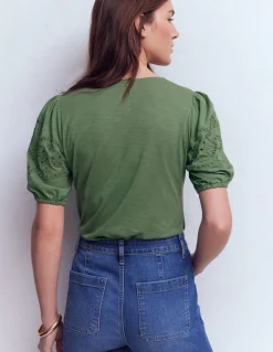 Boden Tops & T-Shirts-Top Ada à broderie anglaise Vert Saule