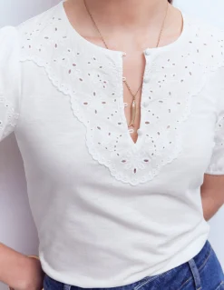 Boden Tops & T-Shirts-Top Ada à broderie anglaise Blanc