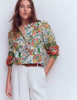 Boden Chemises & Blouses|Tops & T-Shirts-Top Alicia en lin Multi, motif Botanical Trail