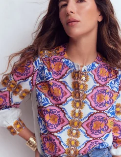 Boden Chemises & Blouses|Tops & T-Shirts-Top Alicia en lin Multi, motif Ornamental Garden