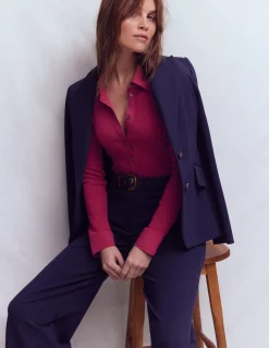 Boden Tenues De Travail|Tops & T-Shirts-Top boutonné à col Rouge rumba