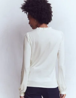 Boden Tenues De Travail|Tops & T-Shirts-Top boutonné ultra-doux à smocks Ivoire