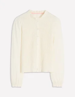 Boden Tenues De Travail|Tops & T-Shirts-Top boutonné ultra-doux à smocks Ivoire