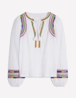 Boden Tops & T-Shirts-Top brodé à col cranté Broderie multi blanche