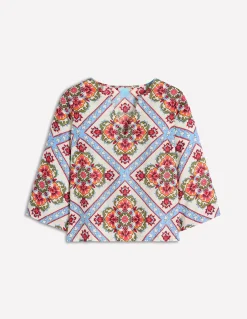 Boden Chemises & Blouses|Tops & T-Shirts-Top Cleo en lin Motif Floral Tile placé