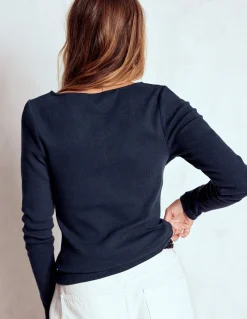 Boden Tops & T-Shirts-Top col tunisien côtelé Bleu marine