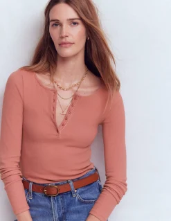 Boden Tops & T-Shirts-Top col tunisien côtelé Rose vintage