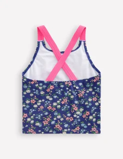 Boden Maillots & Tenues De Plage-Top de tankini croisé dans le dos Motif Meadow Floral bleu saphir