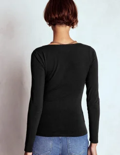 Boden Tenues De Travail|Tops & T-Shirts-Top double épaisseur à col carré Noir