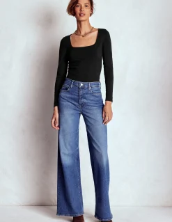 Boden Tenues De Travail|Tops & T-Shirts-Top double épaisseur à col carré Noir