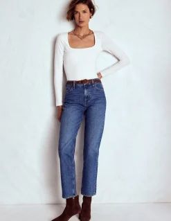 Boden Tenues De Travail|Tops & T-Shirts-Top double épaisseur à col carré Blanc