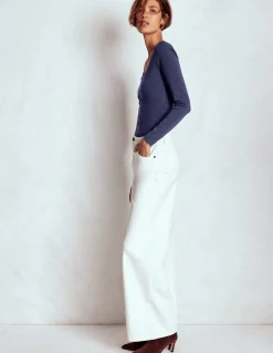 Boden Tenues De Travail|Tops & T-Shirts-Top double épaisseur à col carré Bleu marine