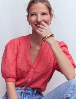 Boden Chemises & Blouses|Tops & T-Shirts-Top double-étoffe à détails dentelle Rose porcelaine