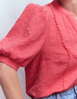Boden Chemises & Blouses|Tops & T-Shirts-Top double-étoffe à détails dentelle Rose porcelaine