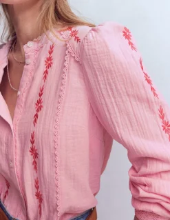 Boden Chemises & Blouses|Tops & T-Shirts-Top double-étoffe Rhea à détails Broderie orchidée fumée