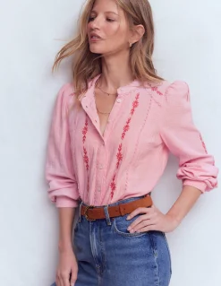 Boden Chemises & Blouses|Tops & T-Shirts-Top double-étoffe Rhea à détails Broderie orchidée fumée